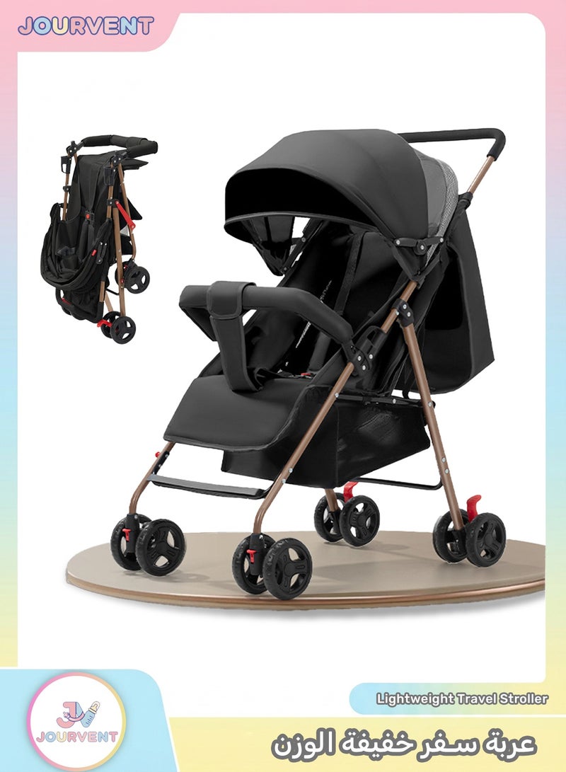 جورفنت عربة أطفال خفيفة الوزن للسفر، عربة أطفال محمولة وقابلة للطي، عربة أطفال مدمجة للأطفال الرضع والأطفال الصغار (0-36 شهرًا)، يمكن الجلوس والاستلقاء، لون أسود - Image 1